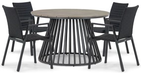 Tuinset Ronde Tuintafel 4 personen 125 cm Aluminium/textileen Grijs  Osmen Joliet/Sorrento