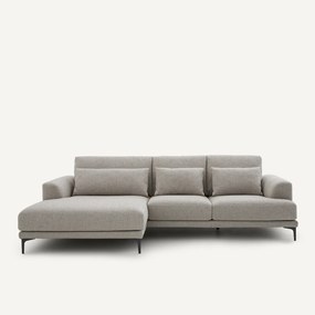 XL longchair links van viscose met structuur en linnen, MARSILE