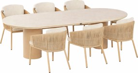 Tuinset 6 personen 220 cm Rope Taupe Hartman Sevilla/Valencia