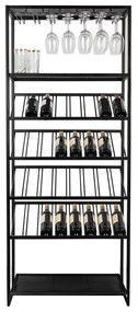 Zuiver Cantor Zwart Metalen Wijnrek - 75x35x180cm.