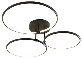 Plafondlamp zwart incl. LED 3-staps dimbaar 3-lichts - Joaniqa Modern rond Binnenverlichting Lamp