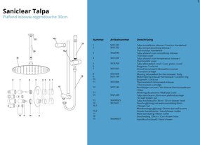 Saniclear Talpa inbouw regendouche rond met 30cm hoofddouche, plafondarm en glijstang chroom