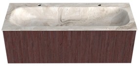 Mondiaz Kurve-dlux 120cm badmeubel ruby met 1 lade en wastafel big large midden 2 kraangaten frappe