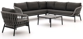 + 15% kassakorting | Hoek loungeset Bellagio | 6 personen | Loungeset Grijs | Hoekbank Rope (touw) | 255x255cm | Kees Smit Tuinmeubelen
