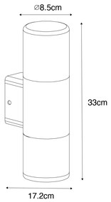 Moderne buiten wandlamp zwart 2-lichts IP44 - Odense Modern E27 IP44 Buitenverlichting rond