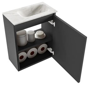 Mondiaz Ture DLux toiletmeubel 40cm dark grey met wastafel ostra rechts zonder kraangat