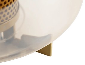 Art Deco tafellamp goud met amber glas 30 cm - Kevin Art Deco E27 rond Binnenverlichting Lamp
