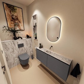 Mondiaz Ture DLux toiletmeubel 120cm dark grey met wastafel glace midden zonder kraangat