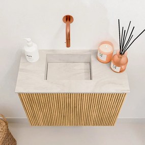 Mondiaz Joya DLux 50cm toiletmeubel oak met wastafel faye links zonder kraangat ostra