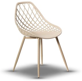 CHICO stoel beige - modern, opengewerkt, voor keuken / tuin / café