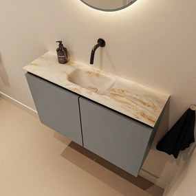 Mondiaz Ture DLux toiletmeubel 80cm smoke met wastafel frappe midden zonder kraangat