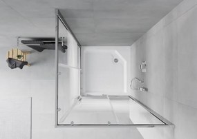 Mexen Rio vierkante douchecabine 90 x 90 cm, witte strepen, chroom + douchebak, wit - 860-090-090-01-20-4510