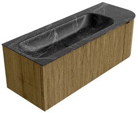 Mondiaz Kurve-dlux 125cm badmeubel ronding rechts dusk met 1 lade en deur en wastafel big medium links zonder kraangat lava