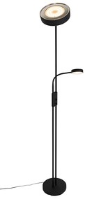 Vloerlamp zwart incl. LED en dimmer met leeslamp - Kelso