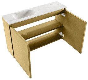 Mondiaz Ture DLux toiletmeubel 80cm oro met wastafel ostra links met kraangat