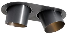 Afgeronde inbouwspot gunmetal GU10 70mm kantelbaar 2-lichts - Installa Modern GU10 ovaal Binnenverlichting Lamp