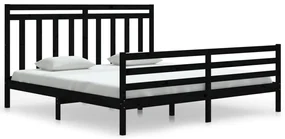 vidaXL Bedframe massief hout zwart 180x200 cm 6FT Super King