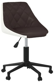 vidaXL Kantoorstoel draaibaar kunstleer bruin en wit