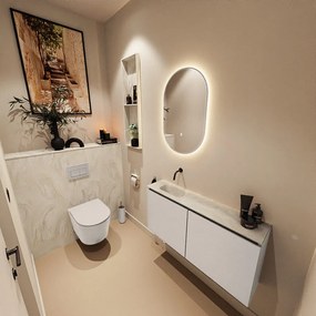 Mondiaz Ture DLux toiletmeubel 100cm linen met wastafel ostra links zonder kraangat