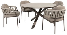Taste by 4 Seasons Calma tuinset terre met Prado tafel 130 cm Tuinstoel   bruin weerbestendig