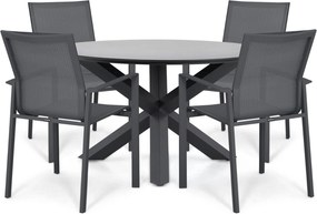 Tuinset Ronde Tuintafel 4 personen 130 cm Aluminium Grijs  Lifestyle Garden Furniture Timo/Orino