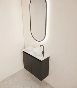 Gliss Design Echo toiletmeubel 60cm zwart mat met toppaneel wit mat