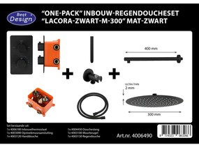 Best Design One Pack inbouw regendoucheset Lacora Nero M 300 mat zwart 4006490