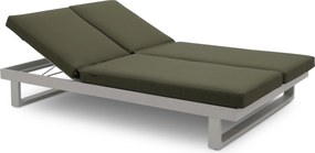 Lifestyle Garden Furniture Massimo Ligbed Met Kussen Wit/moss Green Aluminium Wit