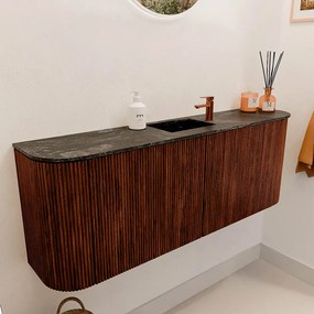 Mondiaz Joya DLux 115cm toiletmeubel ronding links/rechts ruby met wastafel faye midden 1 kraangat lava