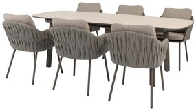 Taste by 4 Seasons Cannes tuinset terre met Manolo tafel met uitschuifbaar blad 230-290 cm Tuinset   bruin weerbestendig