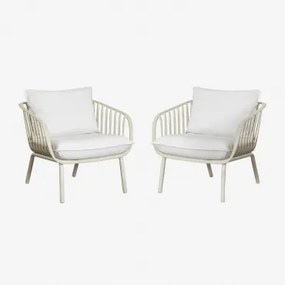 Set Van 2 Tuinstoelen Van Staal En Polypropyleen Aradina Beige – Linnen - Sklum