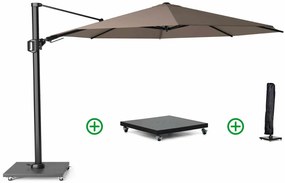 Zweefparasol  3.5m T2 premium (incl. voet en hoes) Taupe-naturel-bruin Platinum Challenger