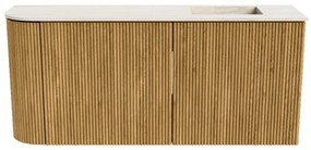 Mondiaz Joya DLux 90cm toiletmeubel ronding links oak met wastafel faye rechts zonder kraangat meli