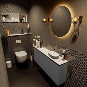 Mondiaz Fowy toiletmeubel 120cm dark grey met antraciete waskom rechts zonder kraangat