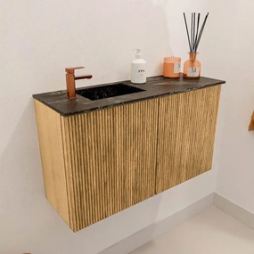 Mondiaz Joya DLux 70cm toiletmeubel oak met wastafel faye links 1 kraangat lava