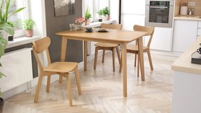 ROXY Onderstel naturel eik, 120cm/80cm - RETRO KEUKEN-/DININGTAFEL - rechthoekige houten tafel