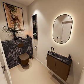 Mondiaz Ture DLux toiletmeubel 60cm rust met wastafel lava links met kraangat