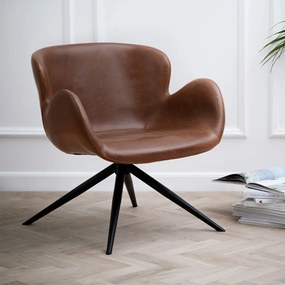 Dan-Form Gaia Draaibare Design Lounge Stoel Bruin Kunstleer