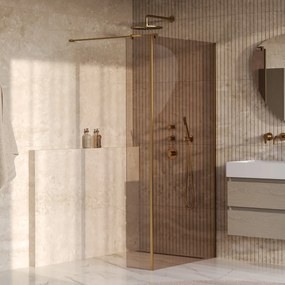 Brauer Oblivion inloopdouche bronsglas 120cm met 30cm zijwand messing geborsteld PVD