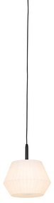 Moderne buiten hanglamp zwart met witte kap 32.9 cm IP44 - Robbert Modern E27 IP44 Buitenverlichting rond