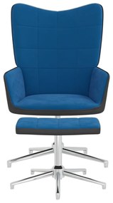 vidaXL Relaxstoel met voetenbank fluweel en PVC blauw