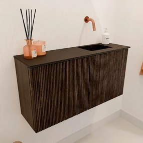 Mondiaz Joya 80cm toiletmeubel walnut met wastafel faye rechts zonder kraangat urban