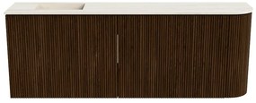 Mondiaz Joya DLux 110cm toiletmeubel ronding rechts walnut met wastafel faye links zonder kraangat meli