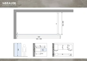 Brauer Black Season inloopdouche helder glas 110x200 met muurprofiel mat zwart