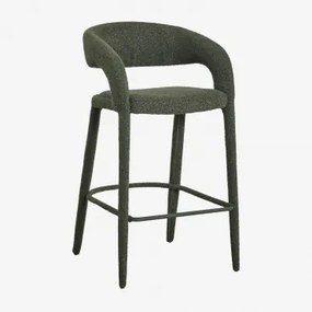 Set Van 4 Hoge Krukken 75 Cm Gestoffeerd Arazeina Bouclé Legergroen - Sklum