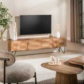 TV-meubel Mangohout Met Golvend Front - 160x35x45cm.