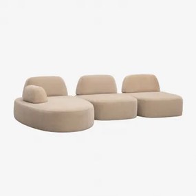 Linker Modulaire Chaise Longue Bank Van 3 Delen Bekleed Giorgia Chenille Licht Zandbruin - Sklum