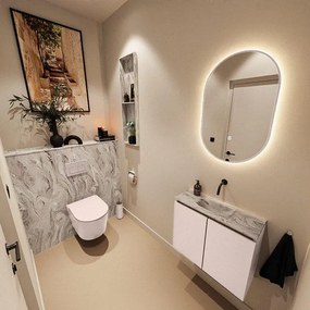 MONDIAZ TURE-DLUX 60cm toiletmeubel Rosee. EDEN wastafel Glace positie midden. Zonder kraangat. TUREDX60ROSM0GLA