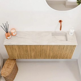 Mondiaz Joya DLux 100cm toiletmeubel oak met wastafel faye rechts zonder kraangat ostra