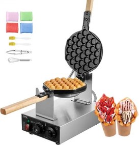 VEVOR Commercieel wafelijzer voor bubbelwafels, eierpannenkoekenmachine 1400 W, roestvrijstalen wafelijzer met antiaanbaklaag, temperatuur- en tijdregeling, voor restaurants, bakkerijen en snackbars.